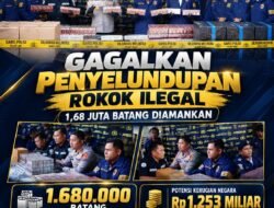 Tim URC Sat Reskrim Polres Tulang Bawang Gagalkan Penyelundupan 1,68 Juta Batang Rokok Ilegal, Potensi Kerugian Negara Capai Rp1,2 Miliar